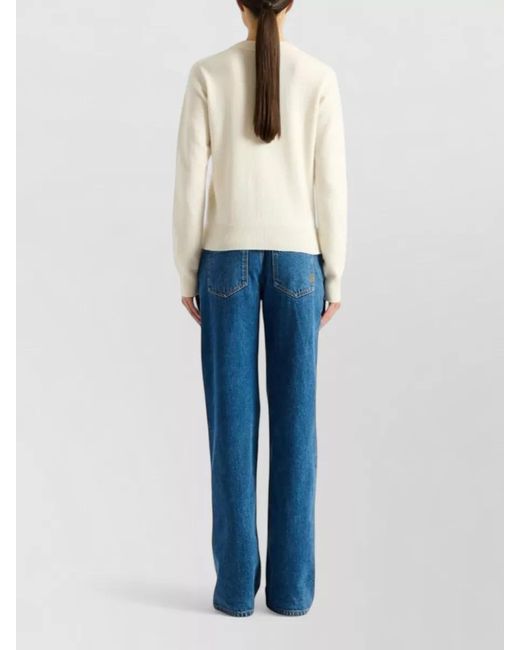 Balmain Natural Cashmere Cardigan Round Neck Long Sleeves