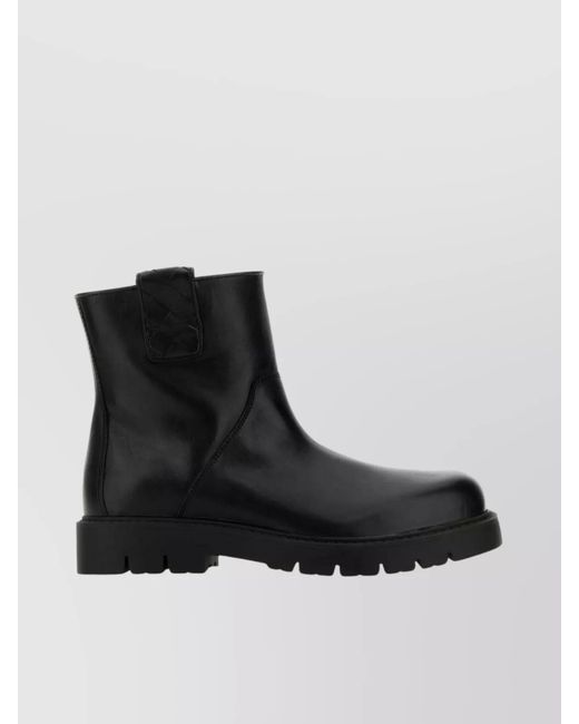 Bottega Veneta Black Leather Haddock Ankle Boots for men