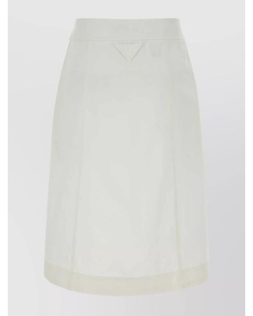 Prada White Cotton A-Line Skirt