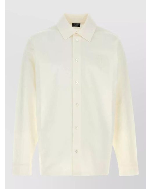 Gucci Natural Stretch Piquet Shirt Button Cuffs Long Sleeves for men