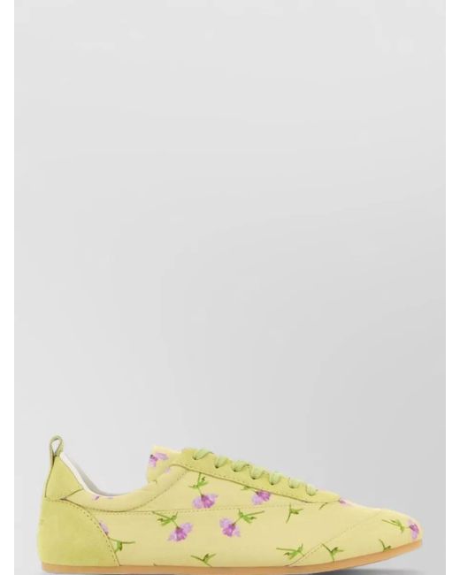 Jil Sander Yellow Canvas Sneakers Floral Pattern Lace Up