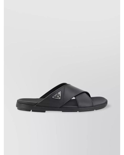 Prada Multicolor Braided Leather Cross Strap Sandals for men