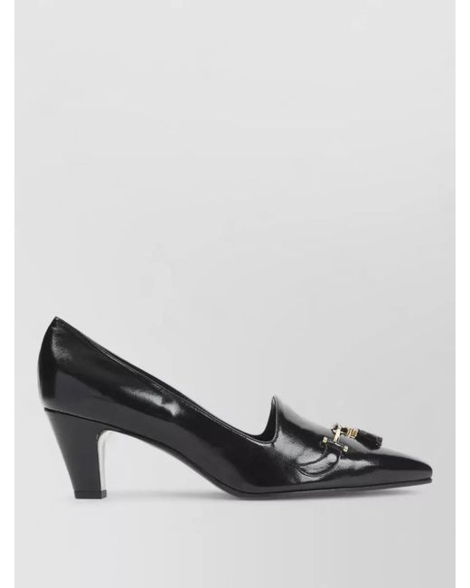 Céline Black Queen Tassel Leather Pumps Detail