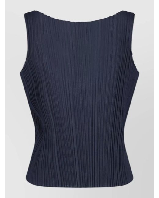 Giorgio Armani Blue Pleated Jersey Top