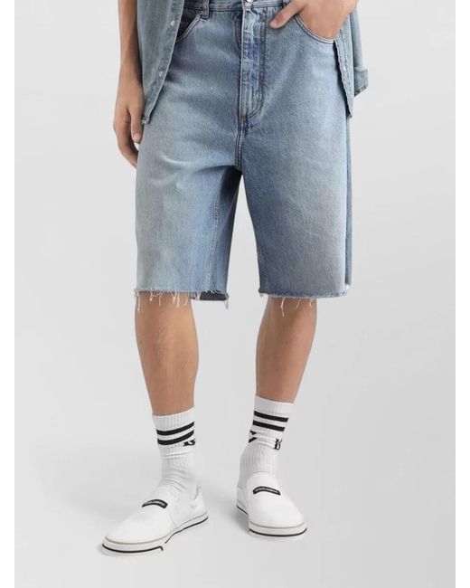 Dolce & Gabbana Blue Light Wash Shorts Nylon Silk Five Pockets for men