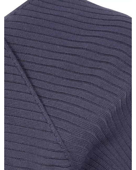 Paloma Wool Blue Polenta Sweater Asymmetric Design Ribbed Texture