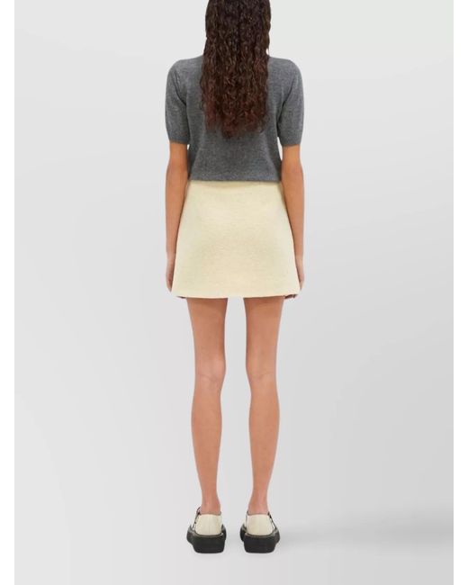 MSGM Natural Virgin Wool A-Line Skirt