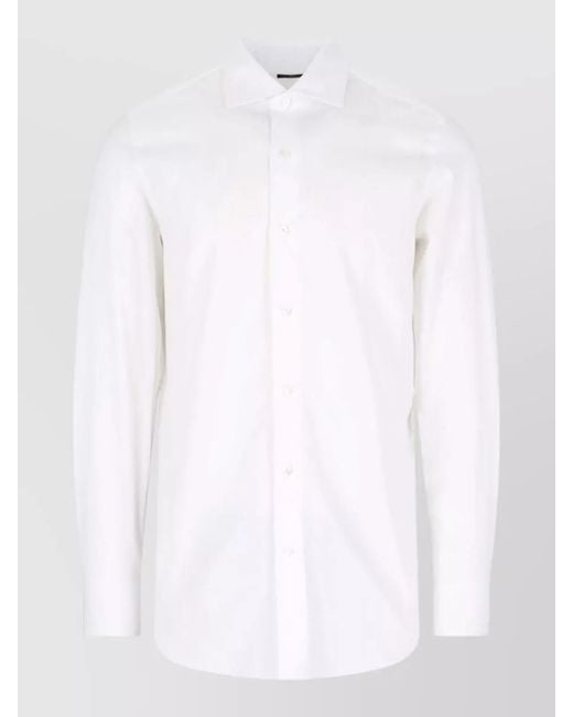 Finamore 1925 White Shirt Casual Straight Cut Collar Long Sleeves for men