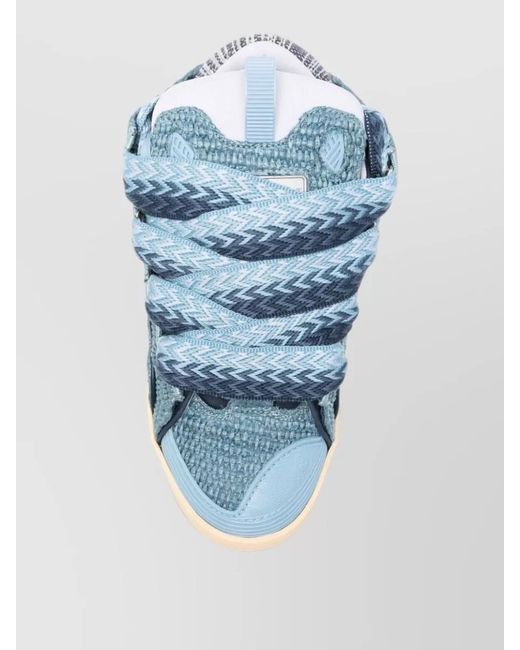 Lanvin Blue Low Top Sneakers Faux Raffia Texture for men