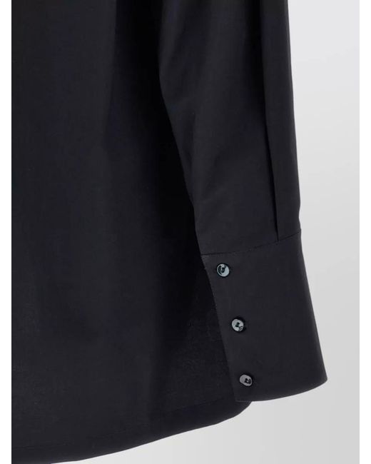 DI.LA3 PARI' Blue Cotton Shirt Collared Neck Longline Design