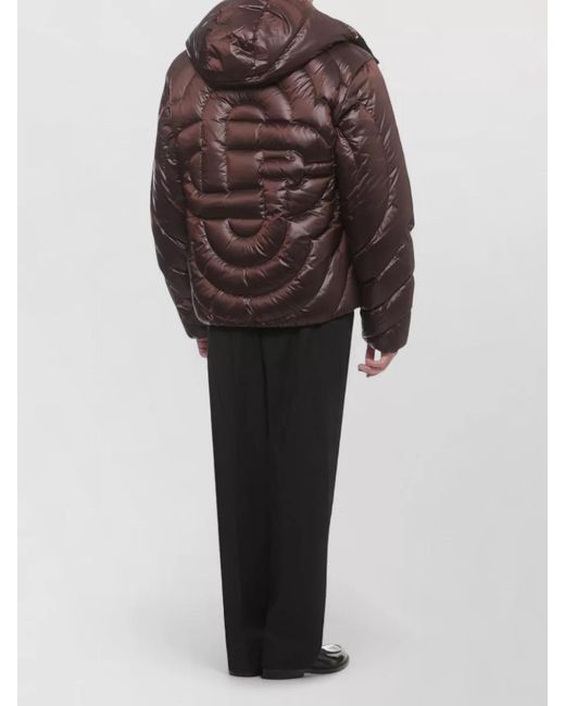 Casablanca Brown Hooded Padded Jacket High Neck Quilting for men