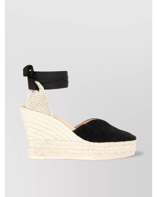 Manebí Black Suede Wedge Espadrilles
