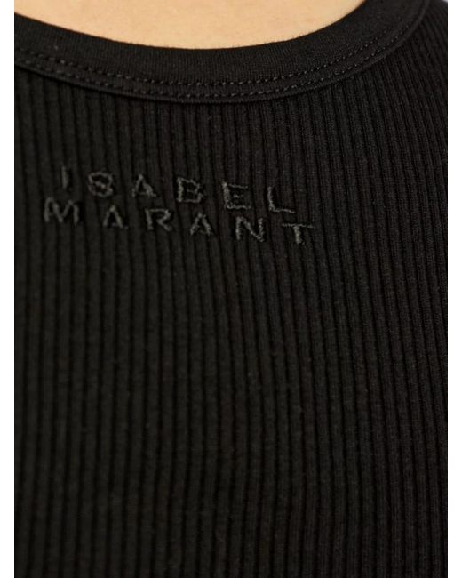 Isabel Marant Black Cotton Ribbed Tank Top