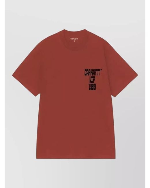 Carhartt Red Organic Cotton Blocks Graphic Crew Neck T-Shirt for men