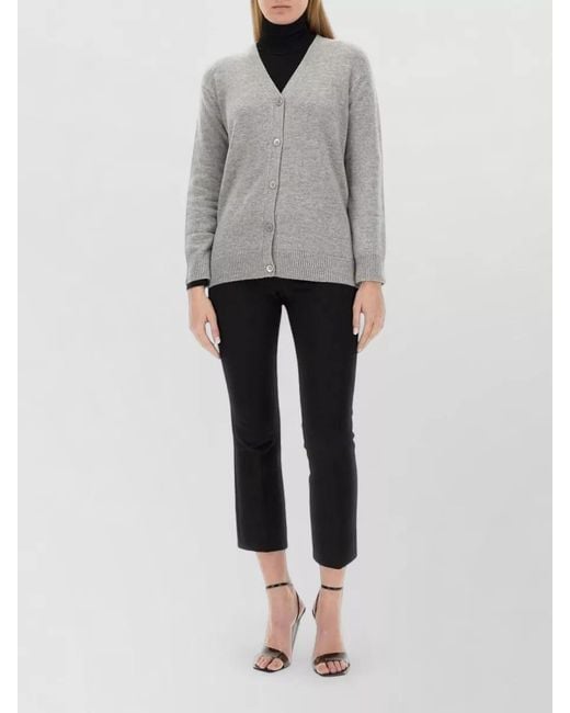 Max Mara Gray Wool Cashmere Regular Fit Cardigan