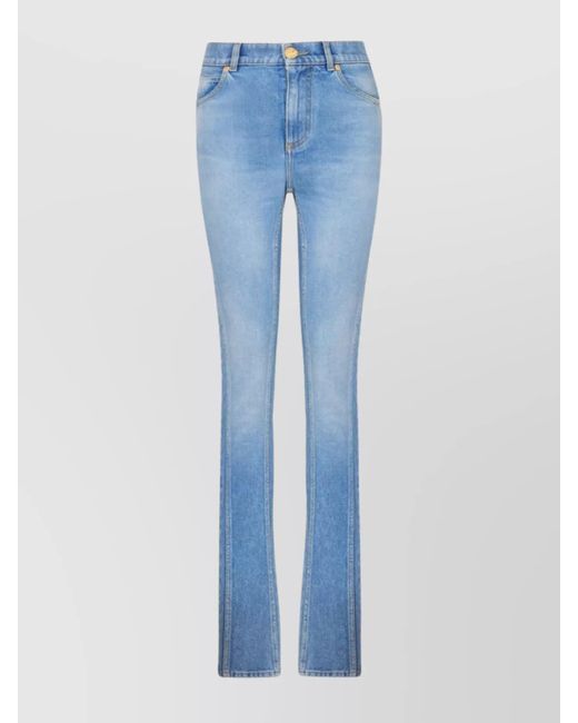 Balmain Blue Straight Slim Cut High-Rise Trousers