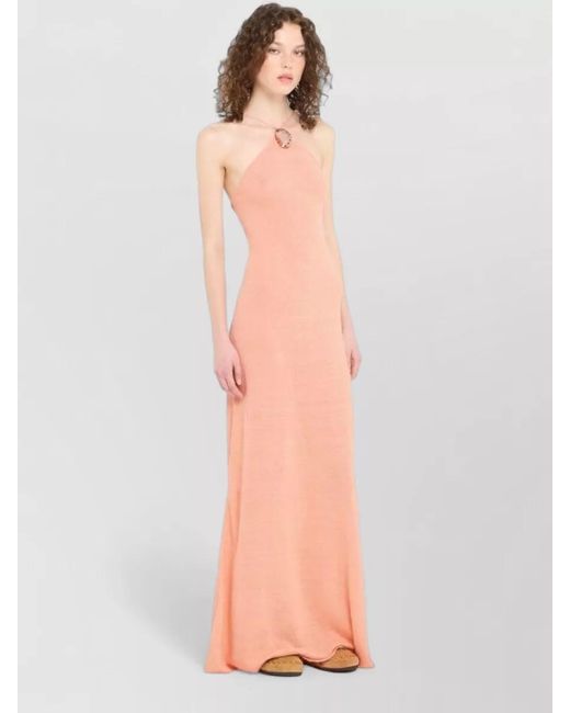 Alanui White Linen Halterneck Maxi Dress