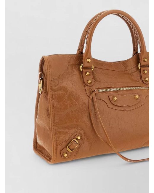 Balenciaga Brown City M Leather Crossbody Bag Satchel