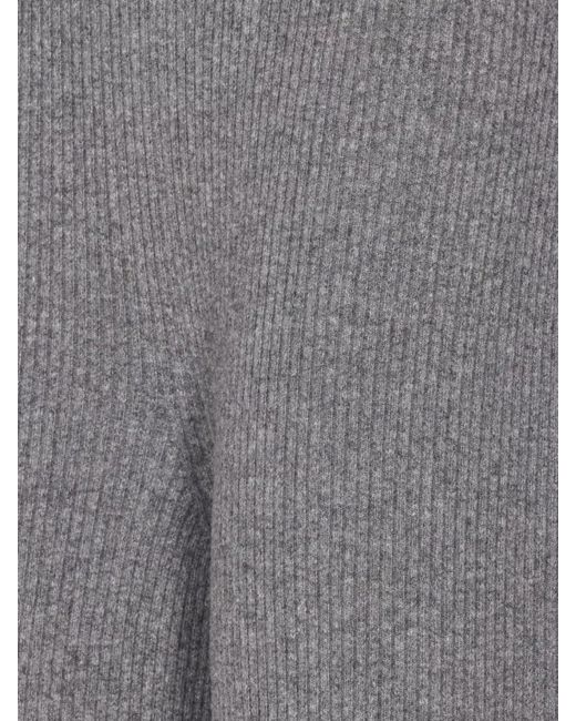 Gucci Gray Ribbed Wool Wide-Leg Trousers