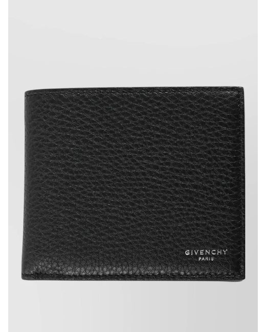Givenchy Black Compact Billfold Coin Wallet Textured Leather for men