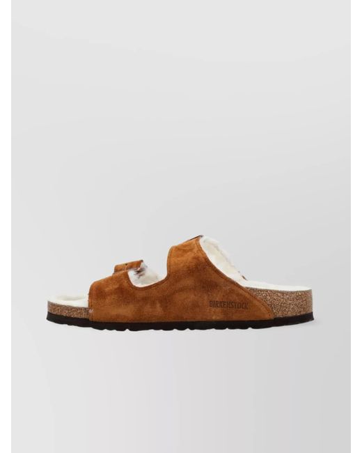 Birkenstock Brown Suede Leather Shearling Sandals