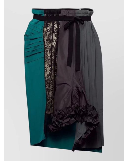 Prada Black Technical Taffeta Patchwork Skirt