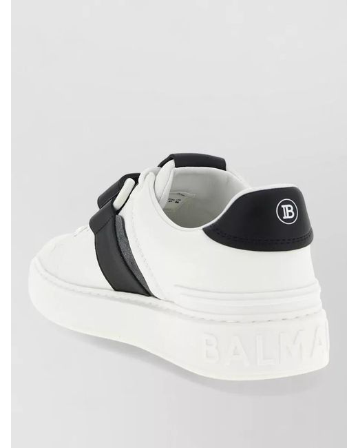 Balmain White Leather Low-Top Sneakers for men