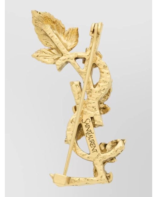 Saint Laurent Metallic Cassandre Floral Hydrangea Metal Brooch Pin