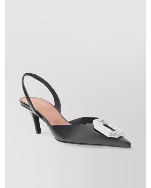 AMINA MUADDI Multicolor Leather Slingback Pumps Glitter Appliqué