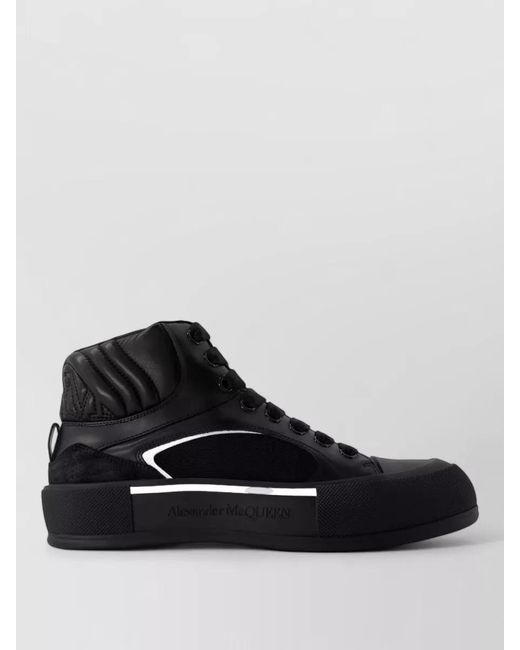 McQueen Black Deck Sneakers Smooth Lambskin Lace Up Rubber for men