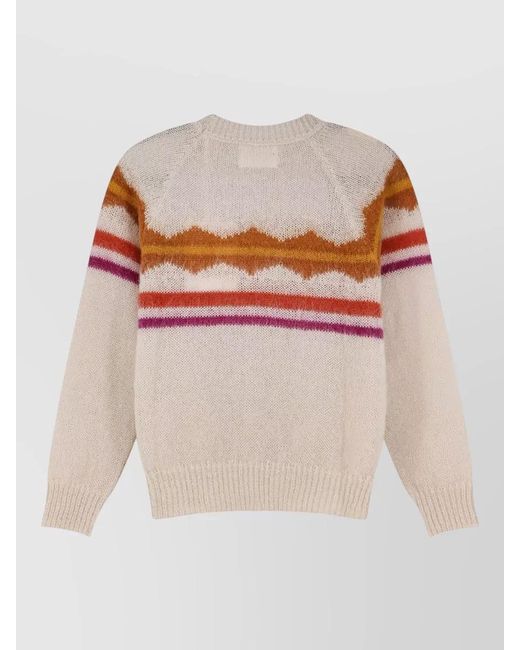 Isabel Marant Pink Monette Striped Mohair Cashmere Crew Sweater