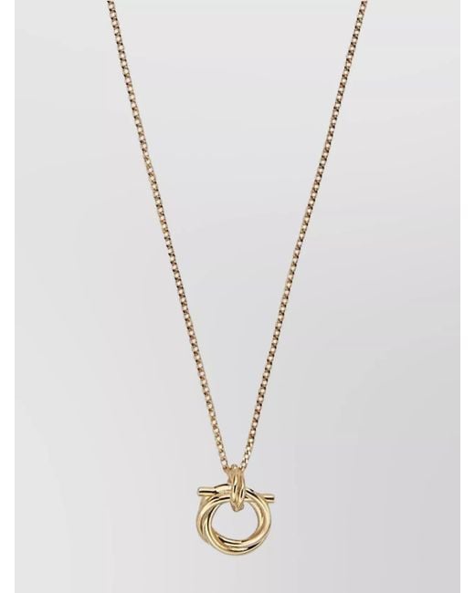 Ferragamo White Chain Knot Pendant Necklace