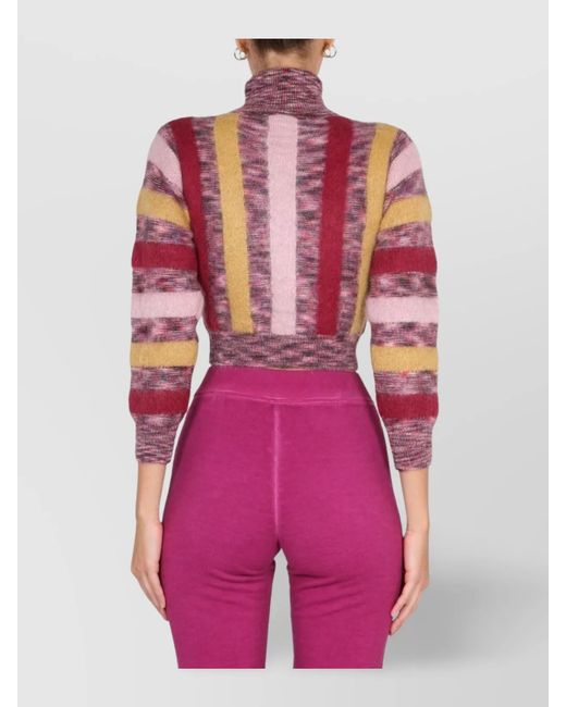 DSquared² Pink Mohair High-Neck Cropped Knitted Top