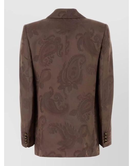 Etro Brown Paisley Jacquard Blazer Tailored Cut