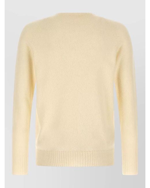 Ma'ry'ya Natural Cashmere Wool Fine-Knit Crew-Neck Sweater for men