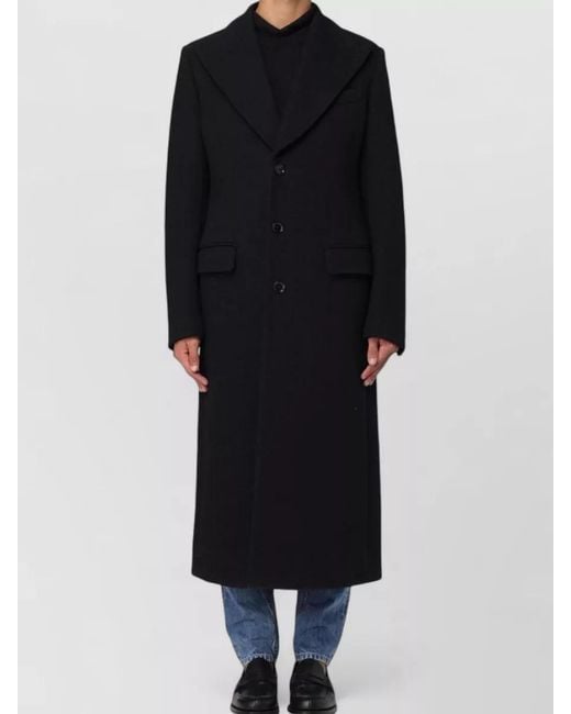 Dolce & Gabbana Black Long Double Breasted Coat Tailored Warm Fabric for men
