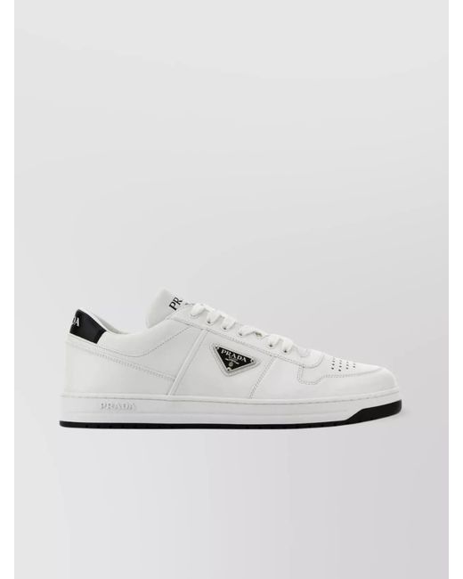 Prada White Leather Low-Top Sneakers for men