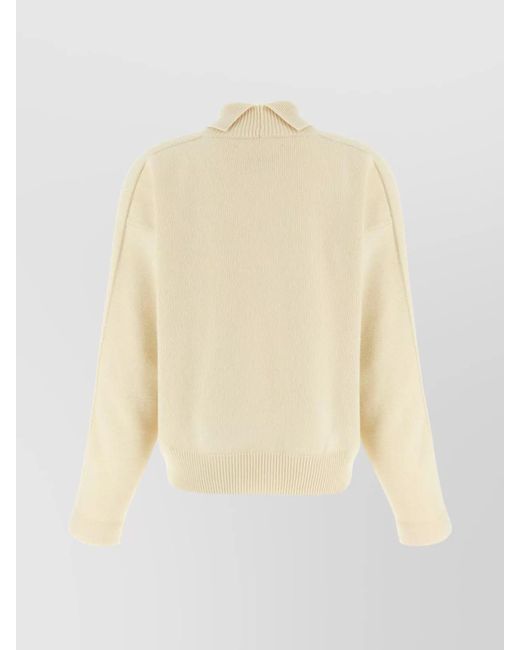 Jil Sander Natural Cashmere Wool High-Neck Long-Sleeve Jumper
