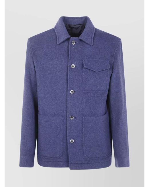 Herno Blue Wool Shirt Jacket for men