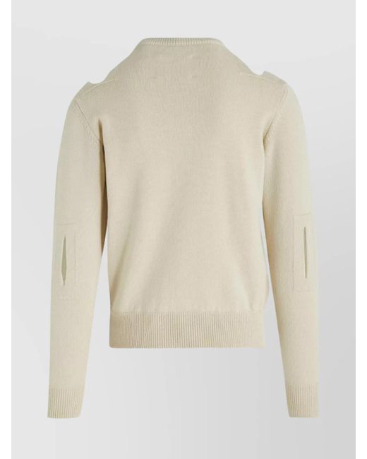 Jil Sander Natural Wool Crew-Neck Ribbed Sweater for men