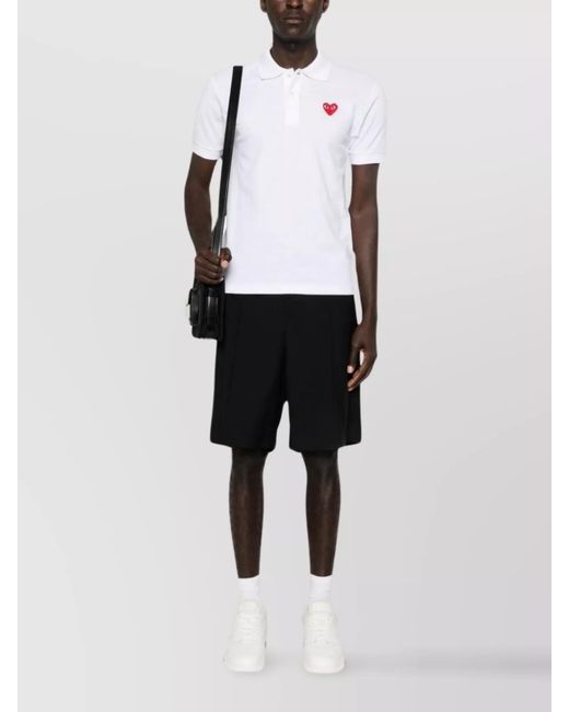 Comme des Garçons White Cotton Logo Polo Shirt for men