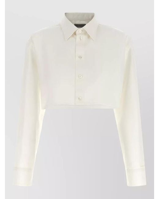 Balenciaga White Cropped Shirt Long Sleeves Buttoned Cuffs Collar