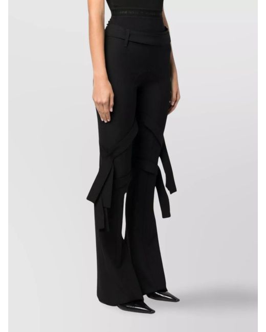 Ambush Black Virgin Wool Mid-Rise Belted Flared Trousers