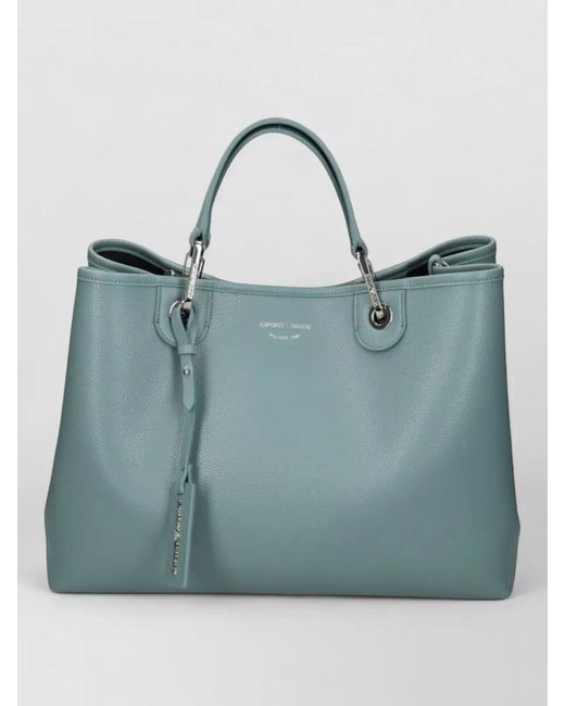 Emporio Armani Blue Grained Tote Bag