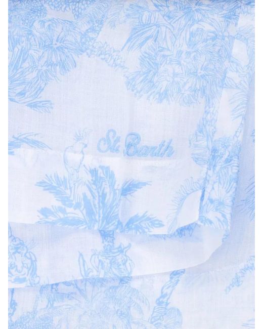 Mc2 Saint Barth Blue Tropical Print Shorts Elastic Waistband