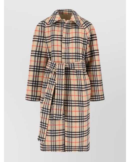 Burberry Natural Wool Reversible Belted Robe Coat
