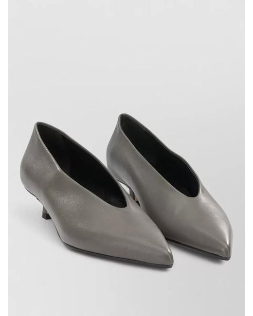 Aeyde Gray Clara 35Mm Pointed Toe Kitten Heel Pumps