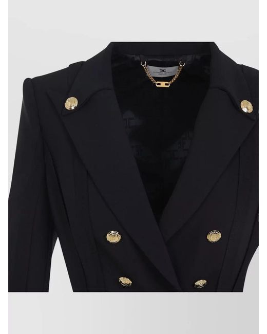 Elisabetta Franchi Black Polyester Double-Breasted Blazer