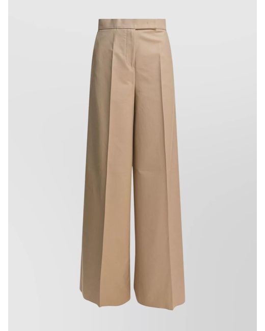 Max Mara Natural Trousers Featuring Belt Loops And Wide Leg