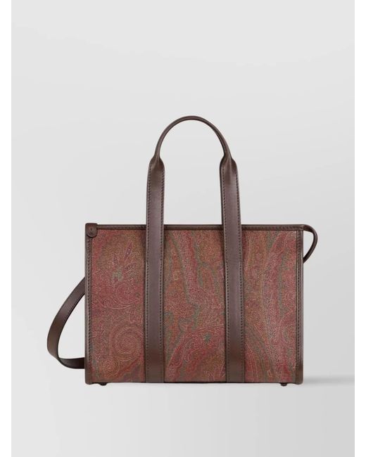 Etro Brown Canvas Tote Bag Paisley Print